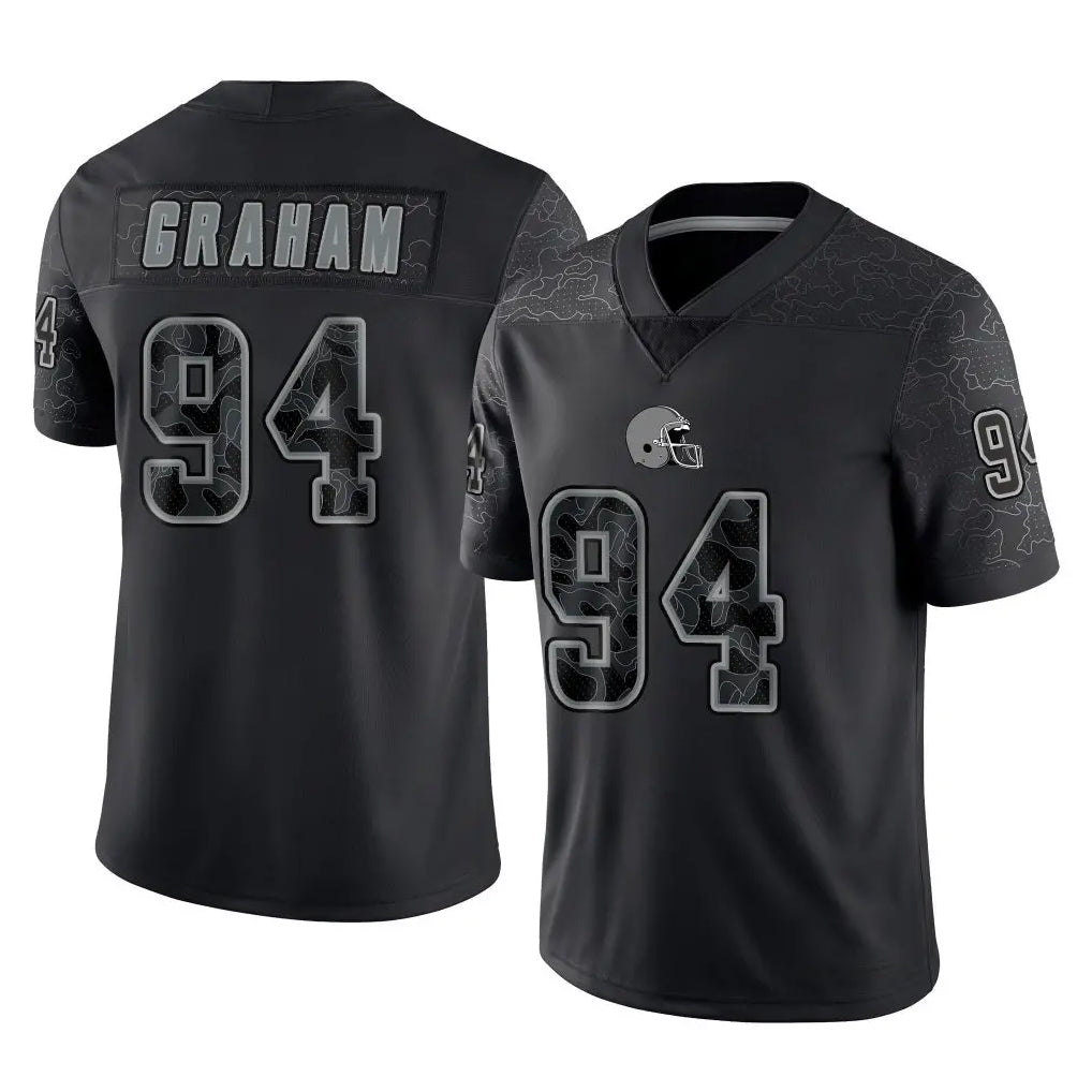 C.Browns #94 Mason Graham Player Black Reflective Home Game Mdoa Stitched Jerseys
