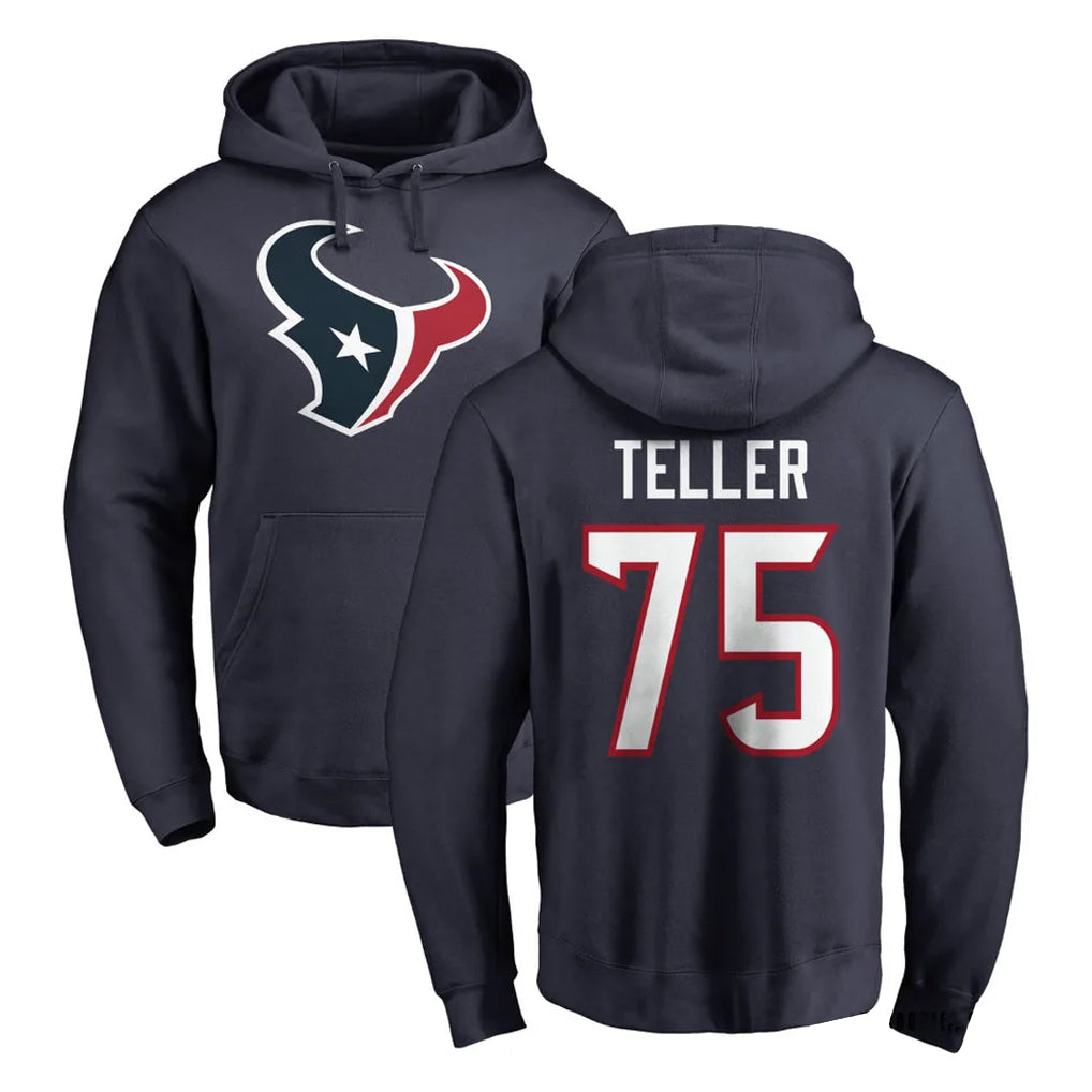 H.Texans #75 Wyatt Teller Player Navy Pro Line Pullover Hoodie Limited Game Mdoa Stitched Jerseys