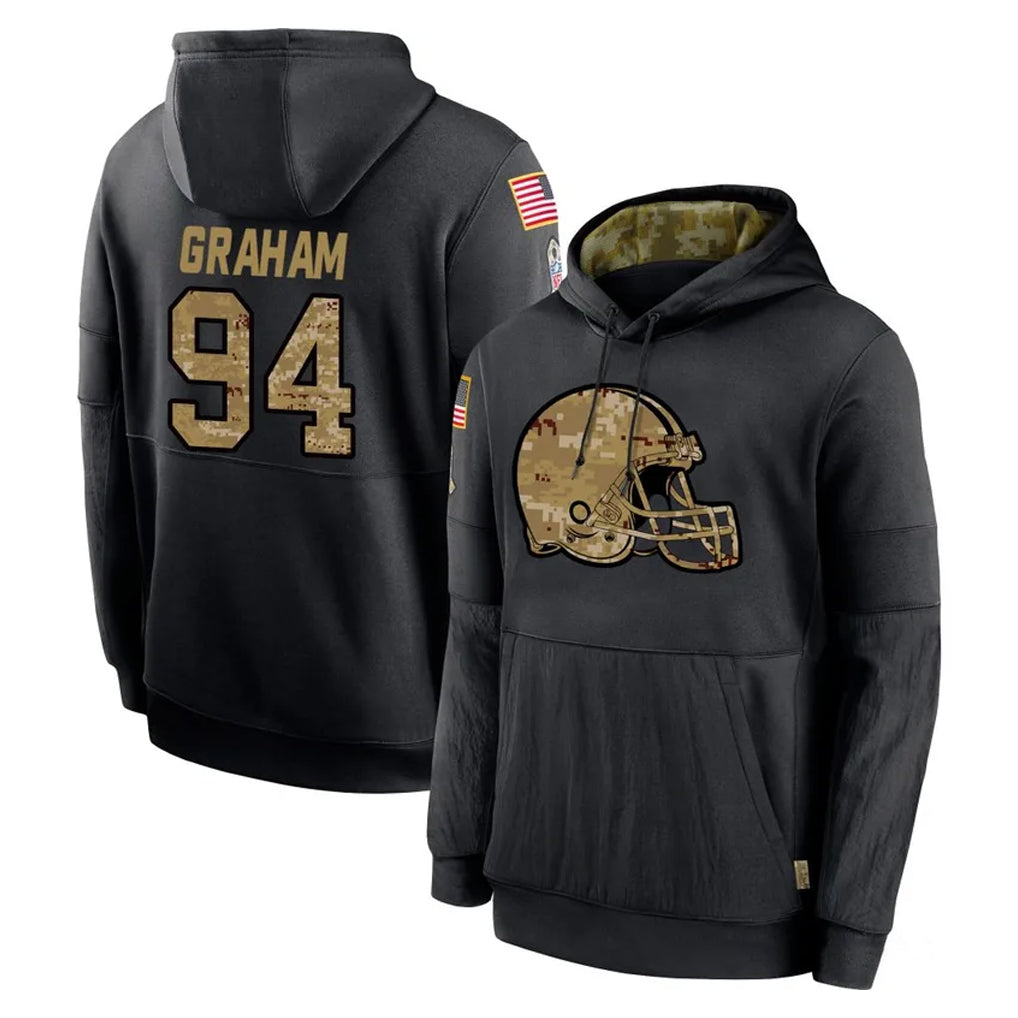 C.Browns #94 Mason Graham Player Black Salute to Service Pullover Hoodies Limited Mdoa Stitched Jerseys