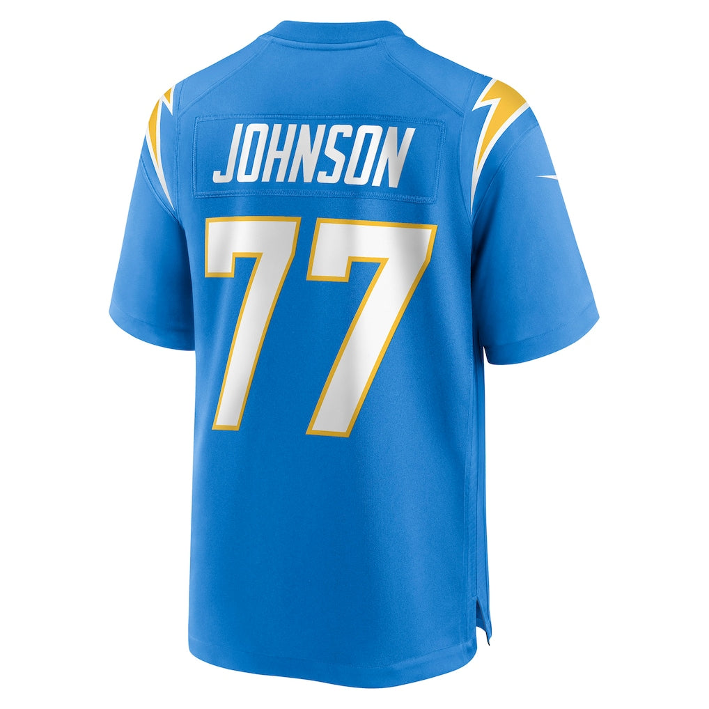 Mdoa LA.Chargers #77 Zion Johnson Powder Blue Player Game Jersey