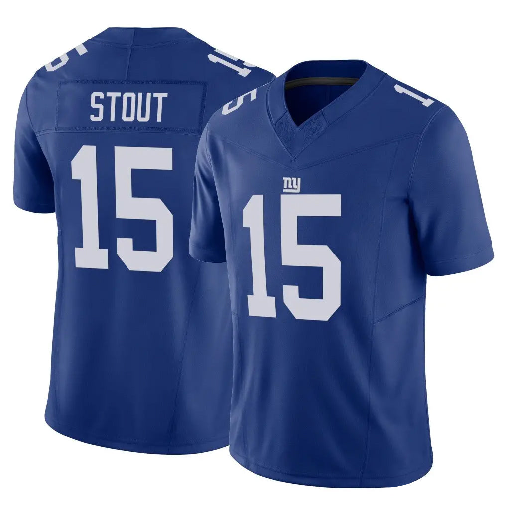 NY.Giants #15 Jordan Stout Player Royal Limited Vapor F.U.S.E. Home Game Mdoa Stitched Jerseys