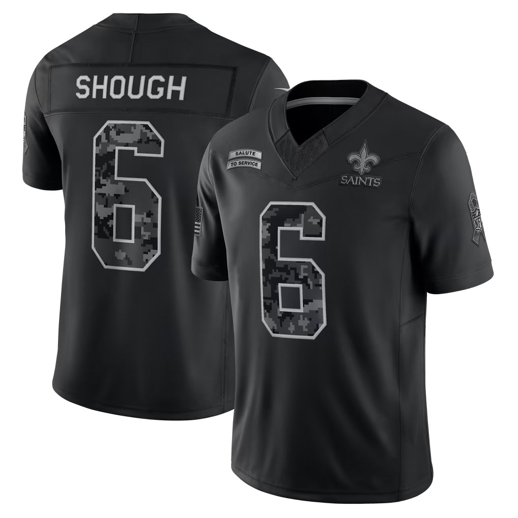 Mdoa NO.Saints #6 Tyler Shough Player Black Limited 2026 Salute to Service Home Game Stitched Jerseys