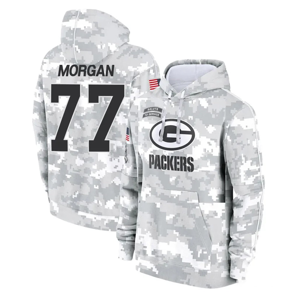 GB.Packers #77 Jordan Morgan Player Arctic Camo Salute to Service Hoodies Limited Game Mdoa Stitched Jerseys