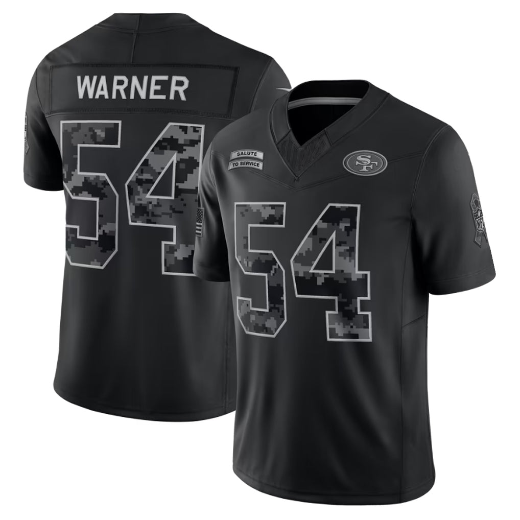 Mdoa SF.49ers #54 Fred Warner Player Black Limited 2026 Salute to Service Home Game Stitched Jerseys