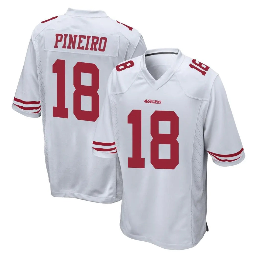 SF.49ers #18 Eddy Pineiro Player White Home Game Mdoa Stitched Jerseys