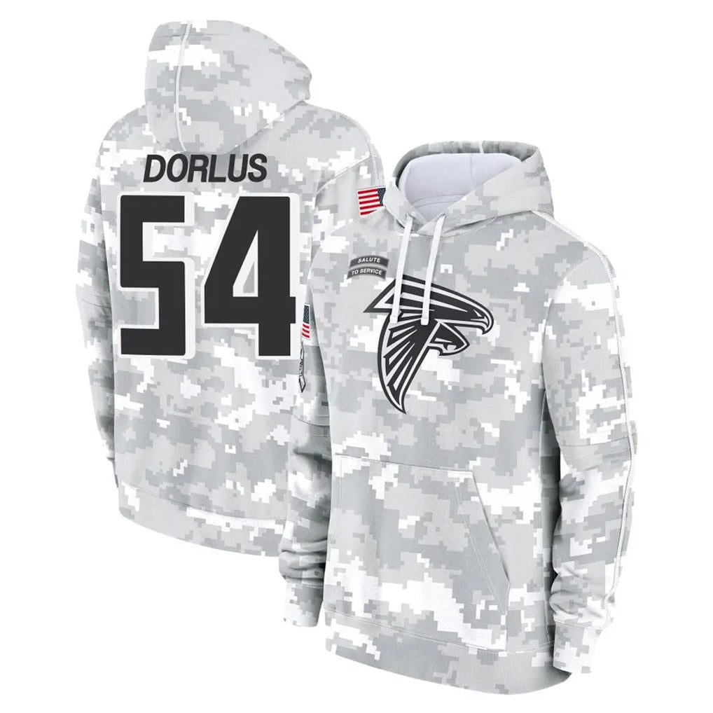 A.Falcons #54 Brandon Dorlus Player Camo Arctic Salute to Service Hoodies Limited Mdoa Stitched Jerseys