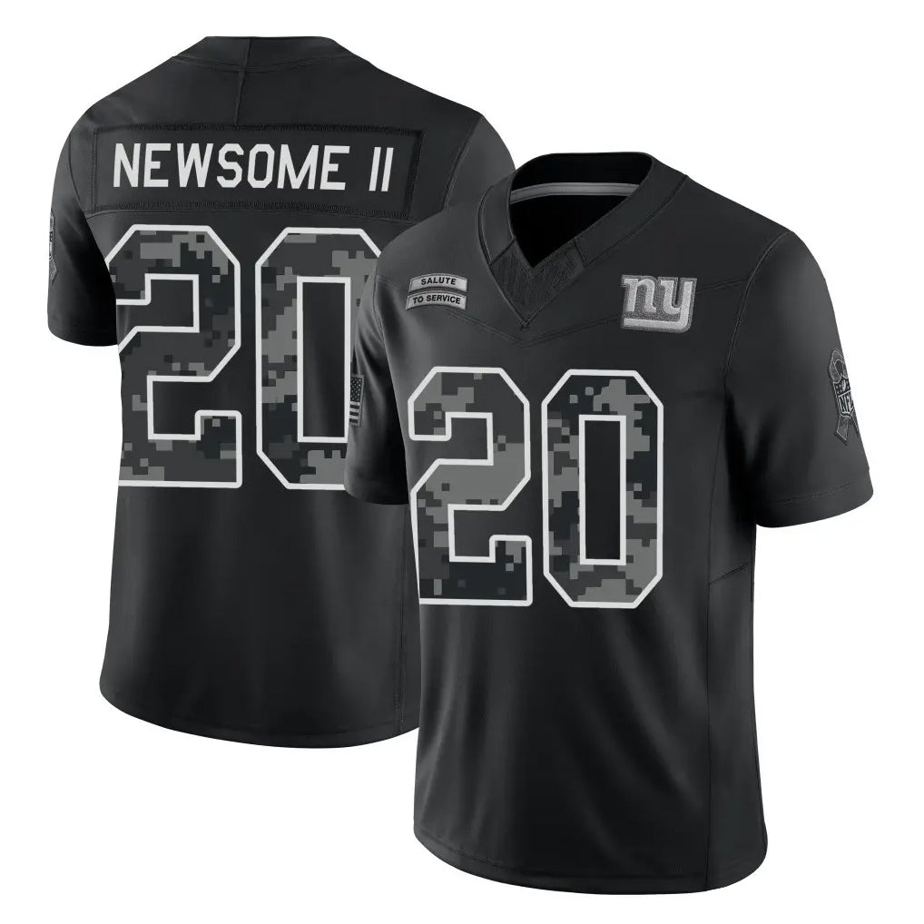 NY.Giants #20 Greg Newsome II Player Black Limited 2026 Salute to Service Home Game Mdoa Stitched Jerseys