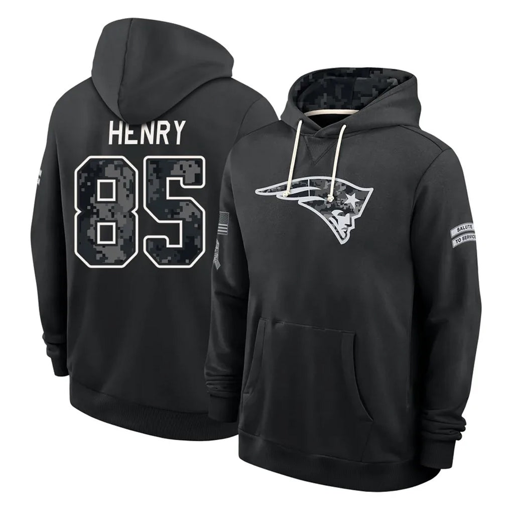 NE.Patriots #85 Hunter Henry Player 2026 Black Logo Pullover Hoodies Limited Game Mdoa Stitched Jerseys