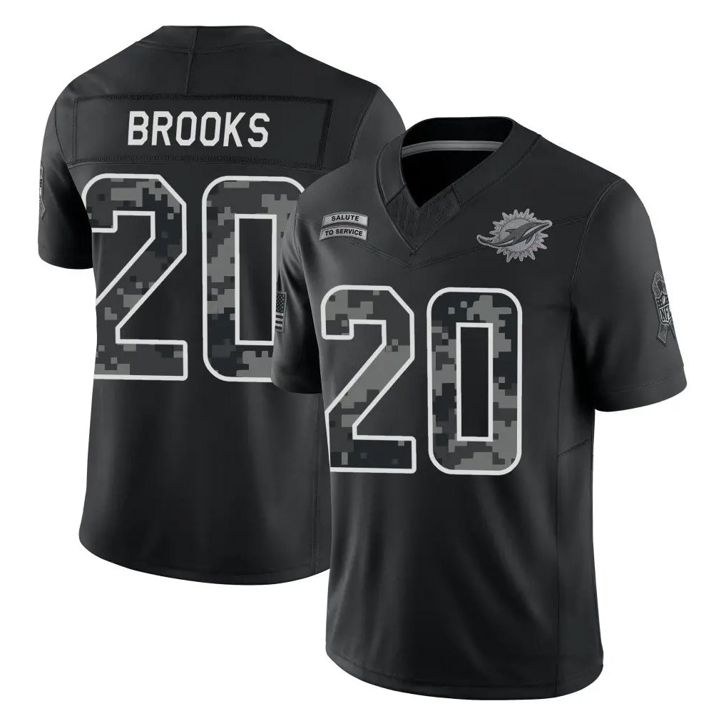 M.Dolphins #20 Jordyn Brooks Player Black Limited 2026 Salute to Service Home Game Mdoa Stitched Jerseys
