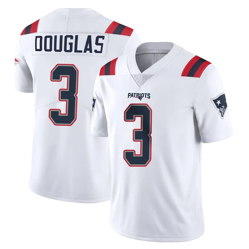 NE.Patriots #3 DeMario Douglas Player White Vapor Untouchable Home Game Mdoa Stitched Jerseys