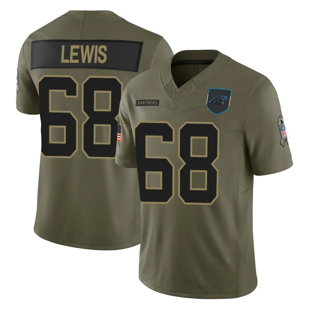 C.Panthers #68 Damien Lewis Player Olive 2025 Salute to Service Limited Game Mdoa Stitched Jerseys