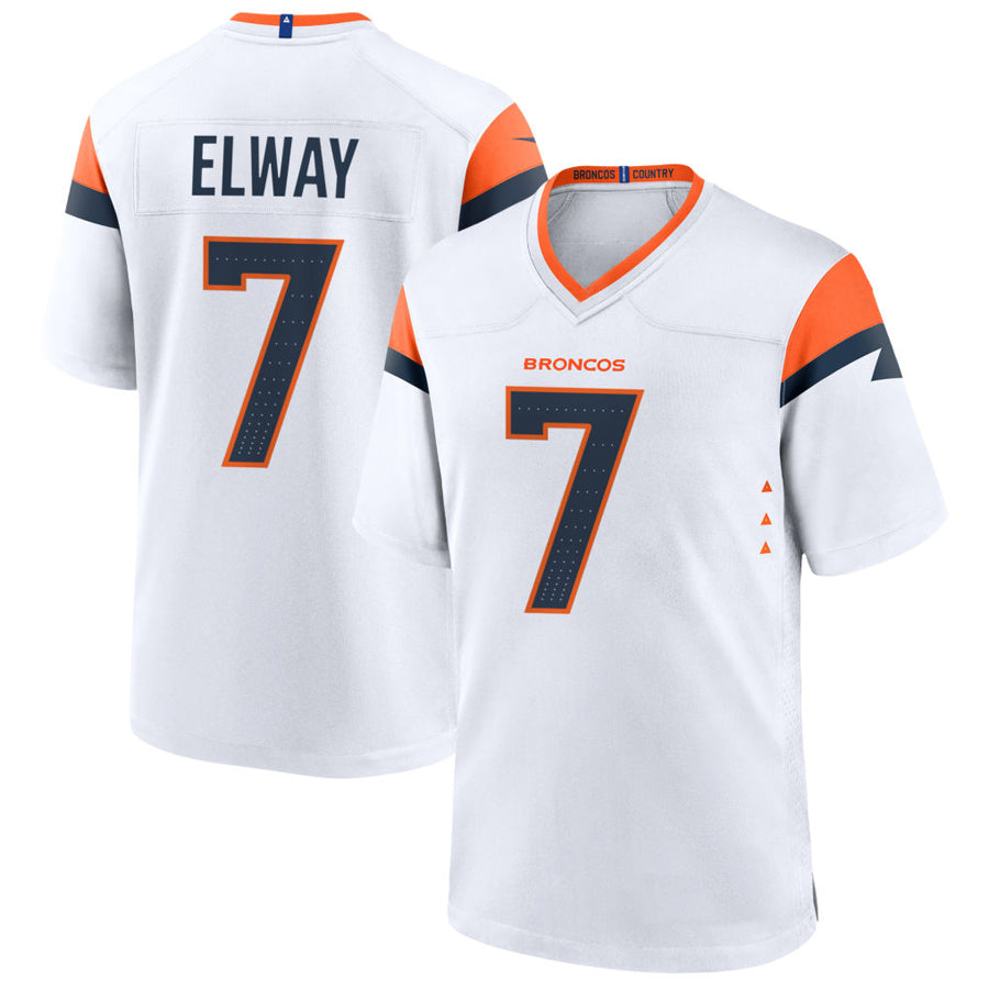D.Broncos #7 John Elway Player White Home Game Mdoa Stitched Jerseys