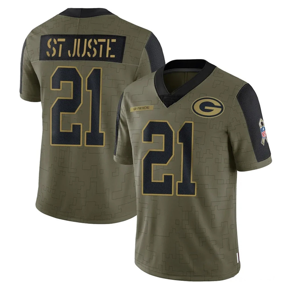 GB.Packers #21 Benjamin St-Juste Player Olive Salute To Service Limited Game Mdoa Stitched Jerseys