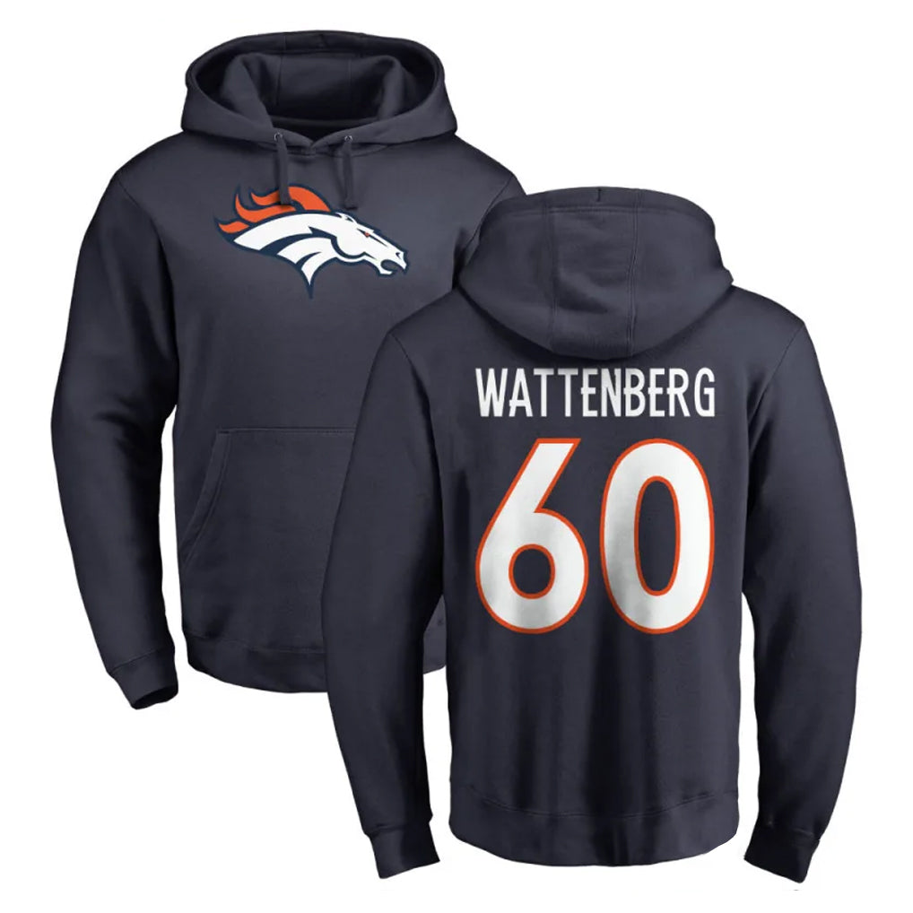 D.Broncos #60 Luke Wattenberg Player Navy Pullover Hoodie Limited Mdoa Stitched Jerseys