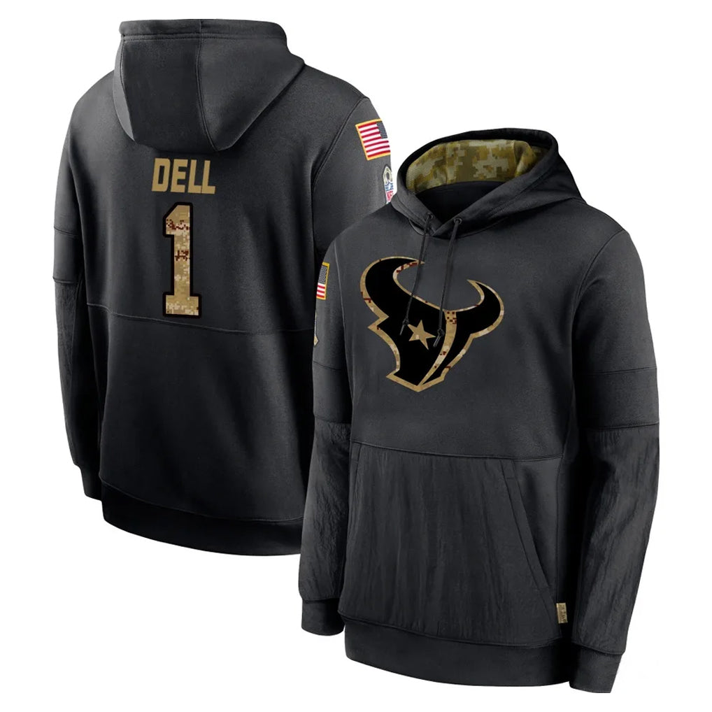 H.Texans #1 Tank Dell Player Black Salute to Service Hoodies Limited Game Mdoa Stitched Jerseys