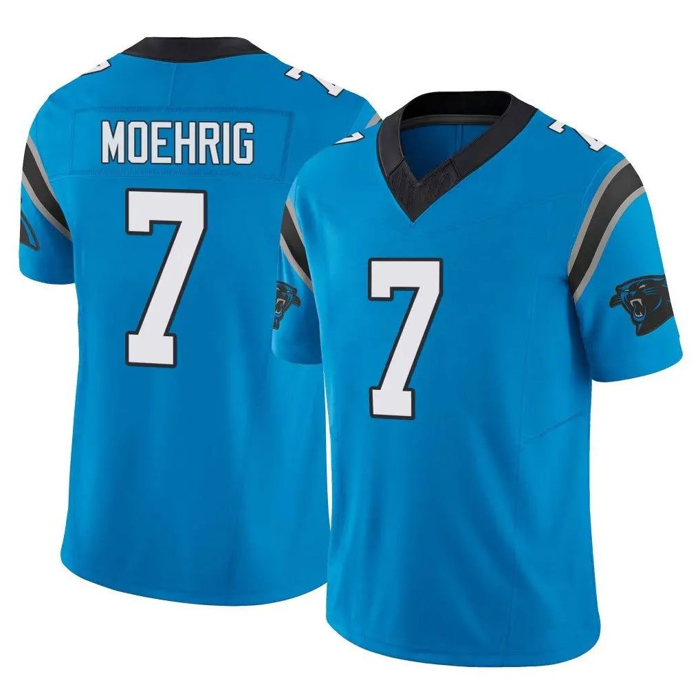 C.Panthers #7 Tre'von Moehrig Player Blue Vapor F.U.S.E. Limited Home Game Mdoa Stitched Jerseys