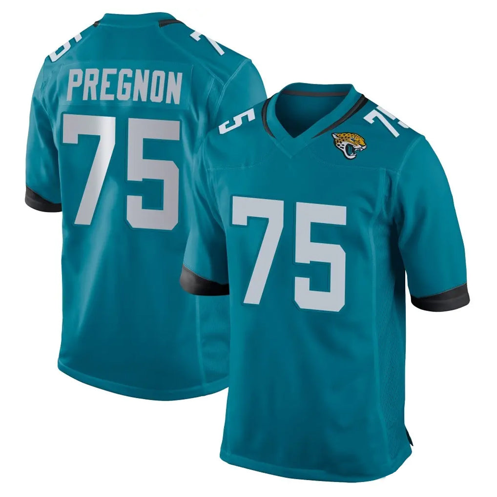 J.Jaguars #75 Emmanuel Pregnon Player Teal Home Game Mdoa Stitched Jerseys