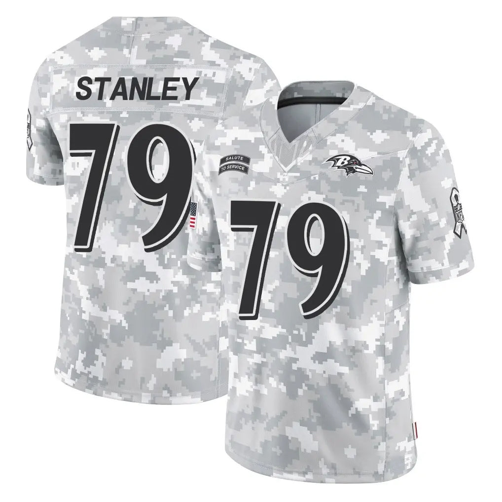 B.Ravens #79 Ronnie Stanley Player Arctic Camo Salute to Service Limited Mdoa Stitched Jerseys