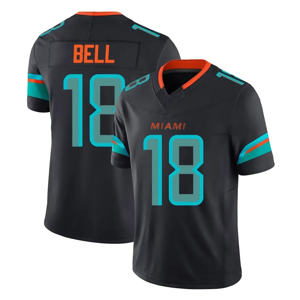 M.Dolphins #18 Chris Bell Player Black Limited Pitch Rivalries Collection Home Game Mdoa Stitched Jerseys