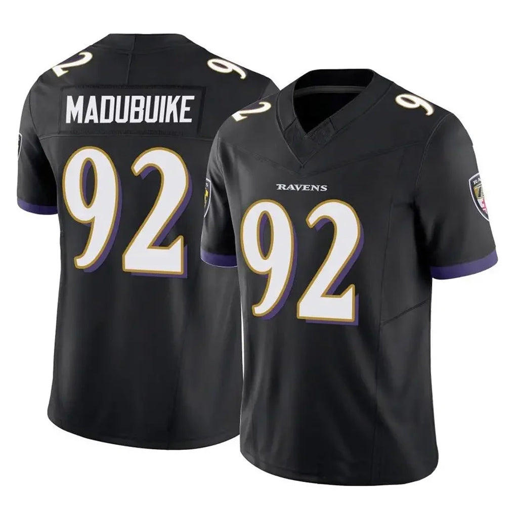 B.Ravens #92 Nnamdi Madubuike Player Black Vapor F.U.S.E. Limited Mdoa Stitched Jerseys