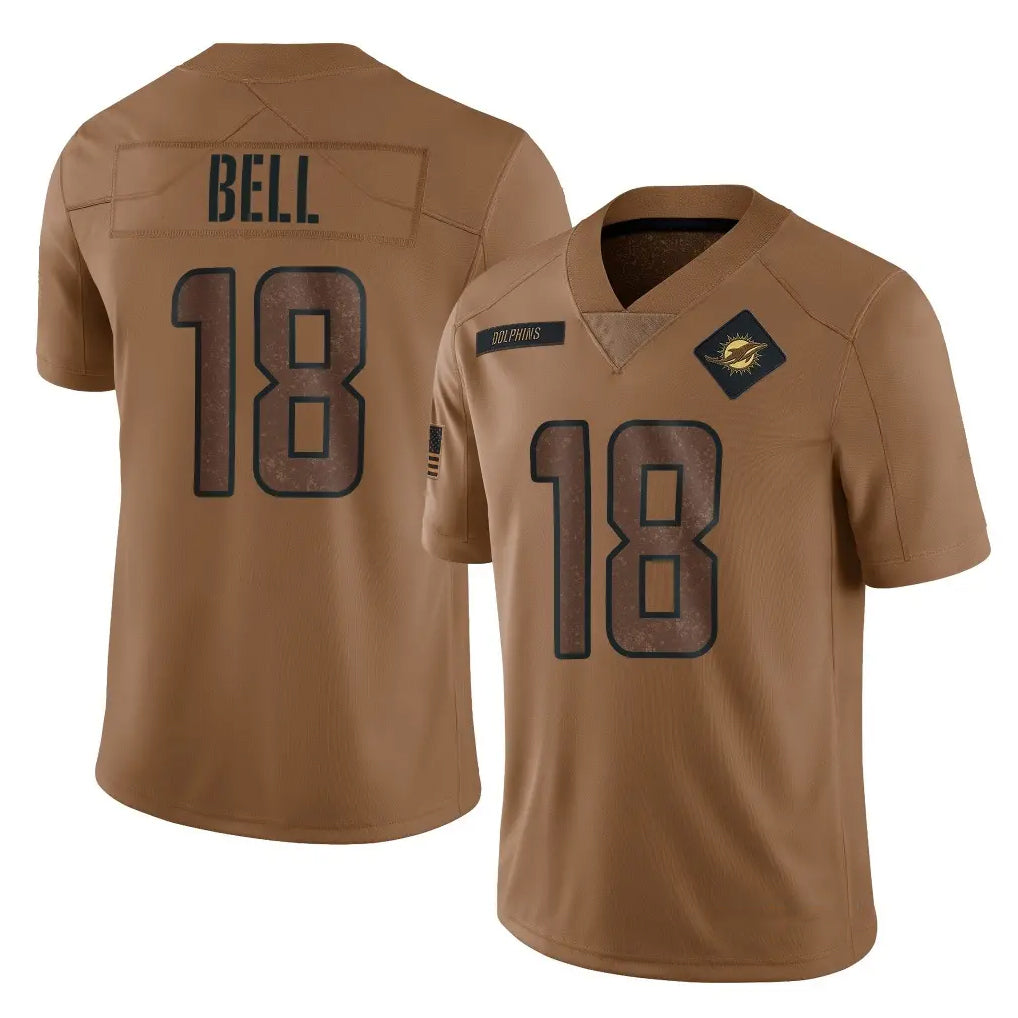 M.Dolphins #18 Chris Bell Player Brown Salute To Service Limited Mdoa Stitched Jerseys