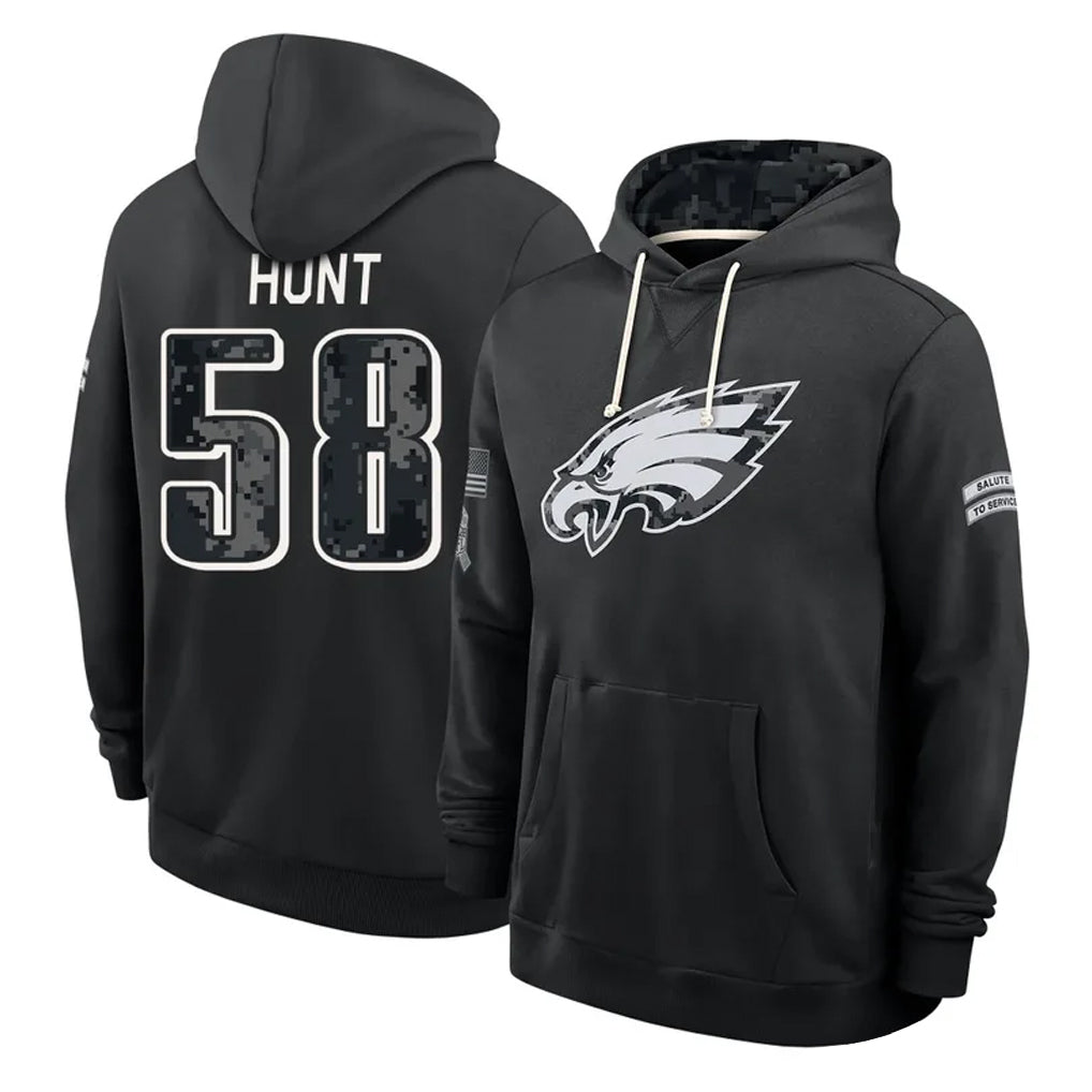 P.Eagles #58 Jalyx Hunt Player 2026 Black Logo Pullover Hoodies Limited Game Mdoa Stitched Jerseys