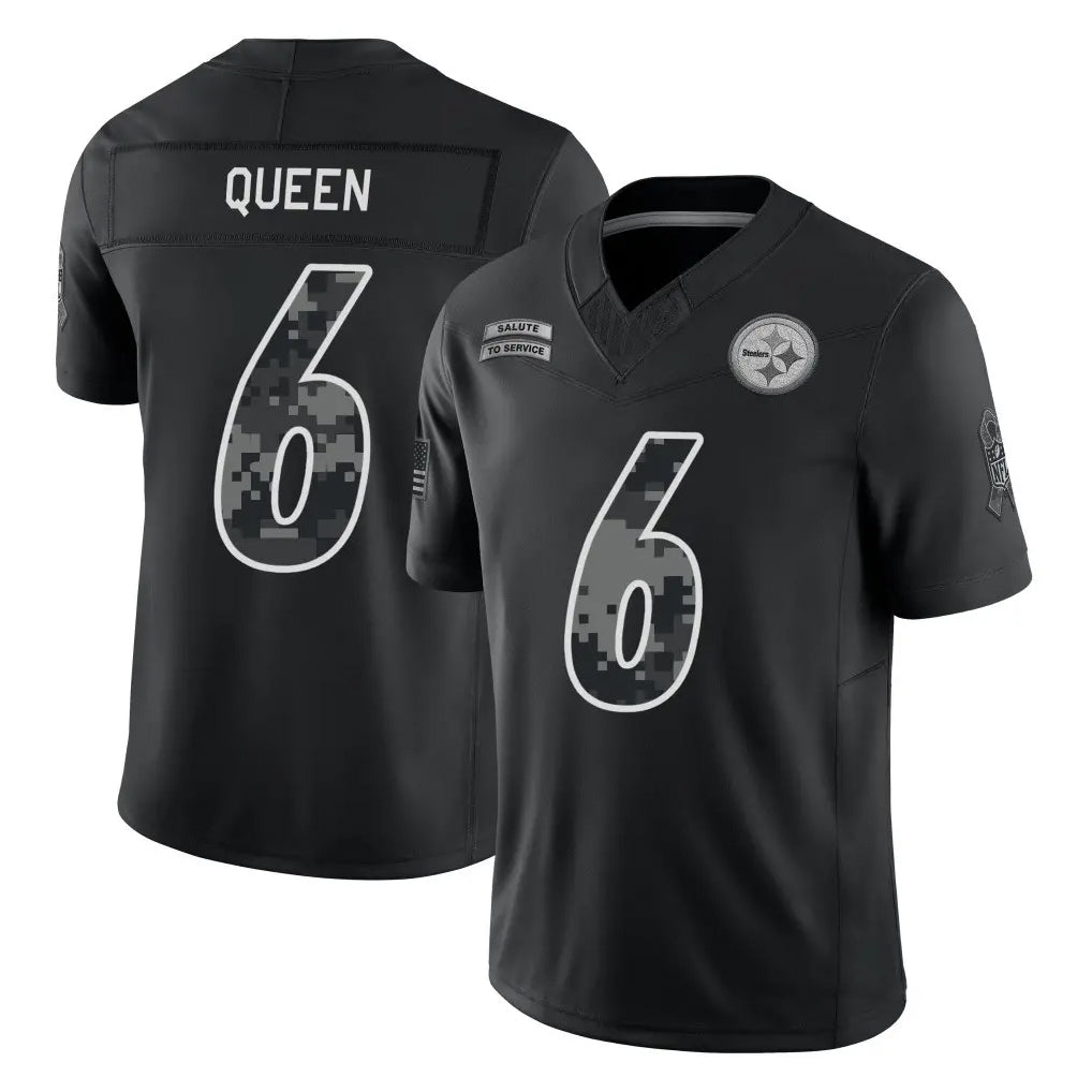 P.Steelers #6 Patrick Queen Player Black Limited 2026 Salute to Service Home Game Mdoa Stitched Jerseys