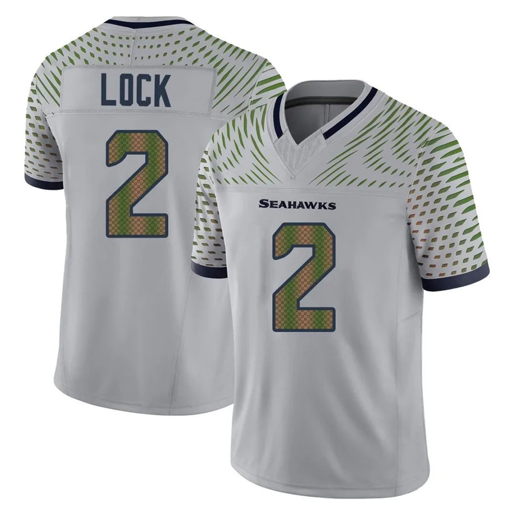 S.Seahawks #2 Drew Lock Player Grey Limited 2025 Rivalries Collection Home Game Mdoa Stitched Jerseys