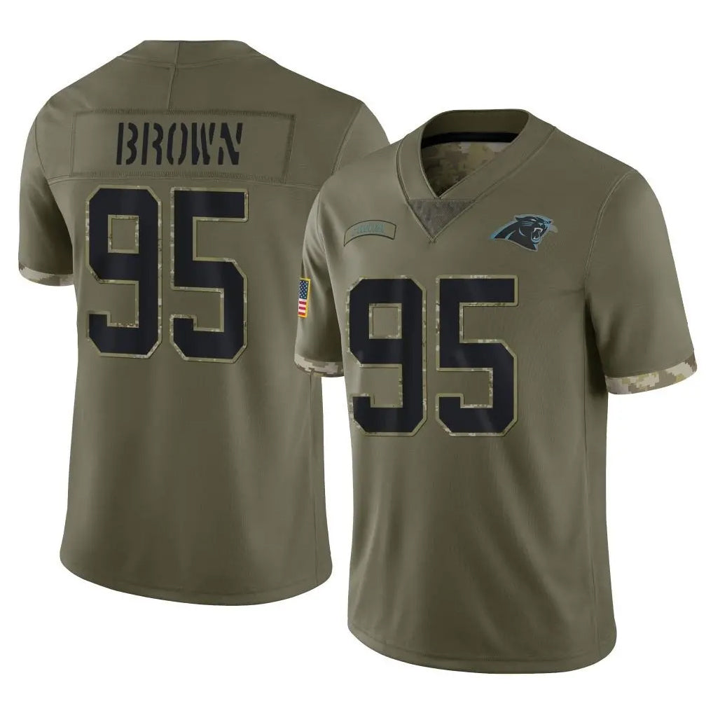 C.Panthers #95 Derrick Brown Player Olive Salute to Service Game Mdoa Stitched Jerseys