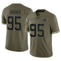 C.Panthers #95 Derrick Brown Player Olive Salute to Service Game Mdoa Stitched Jerseys