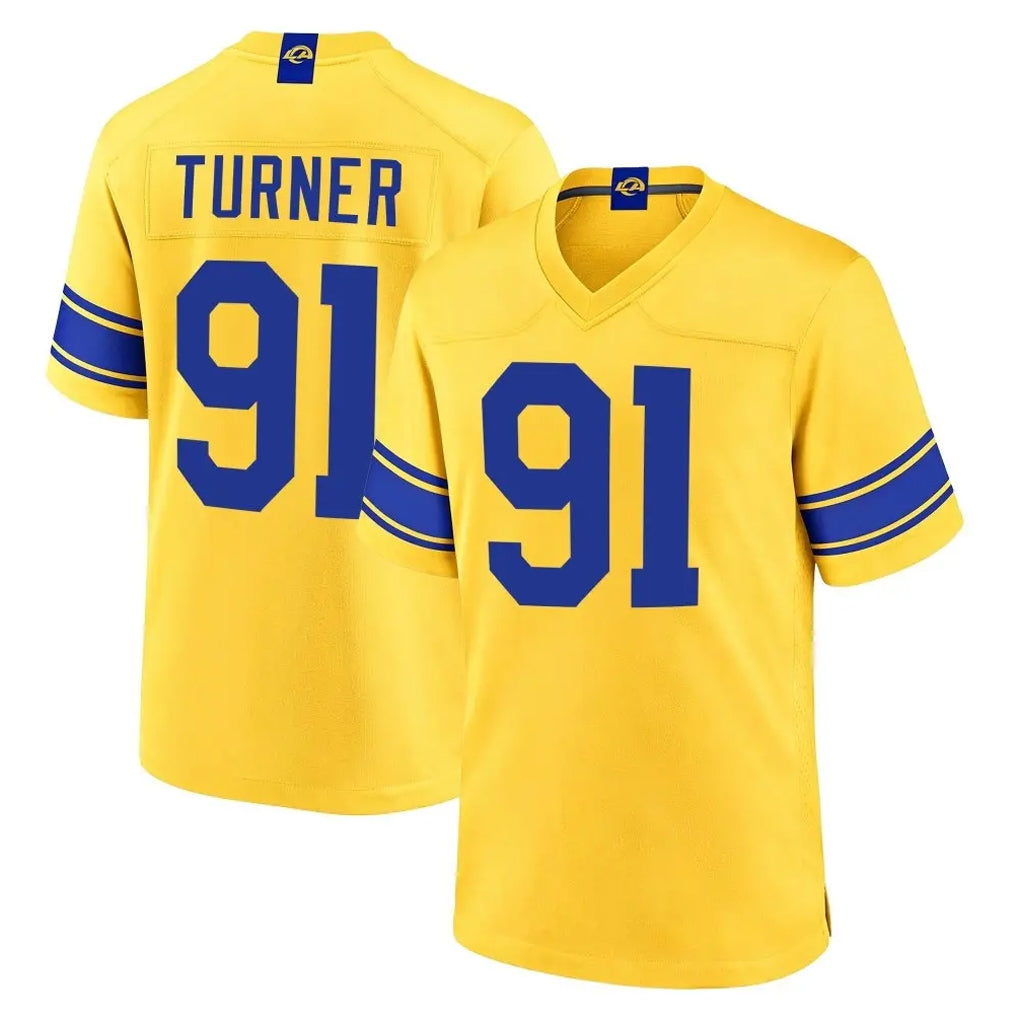 LA.Rams #91 Kobie Turner Player Gold Classic Sol Home Game Mdoa Stitched Jerseys