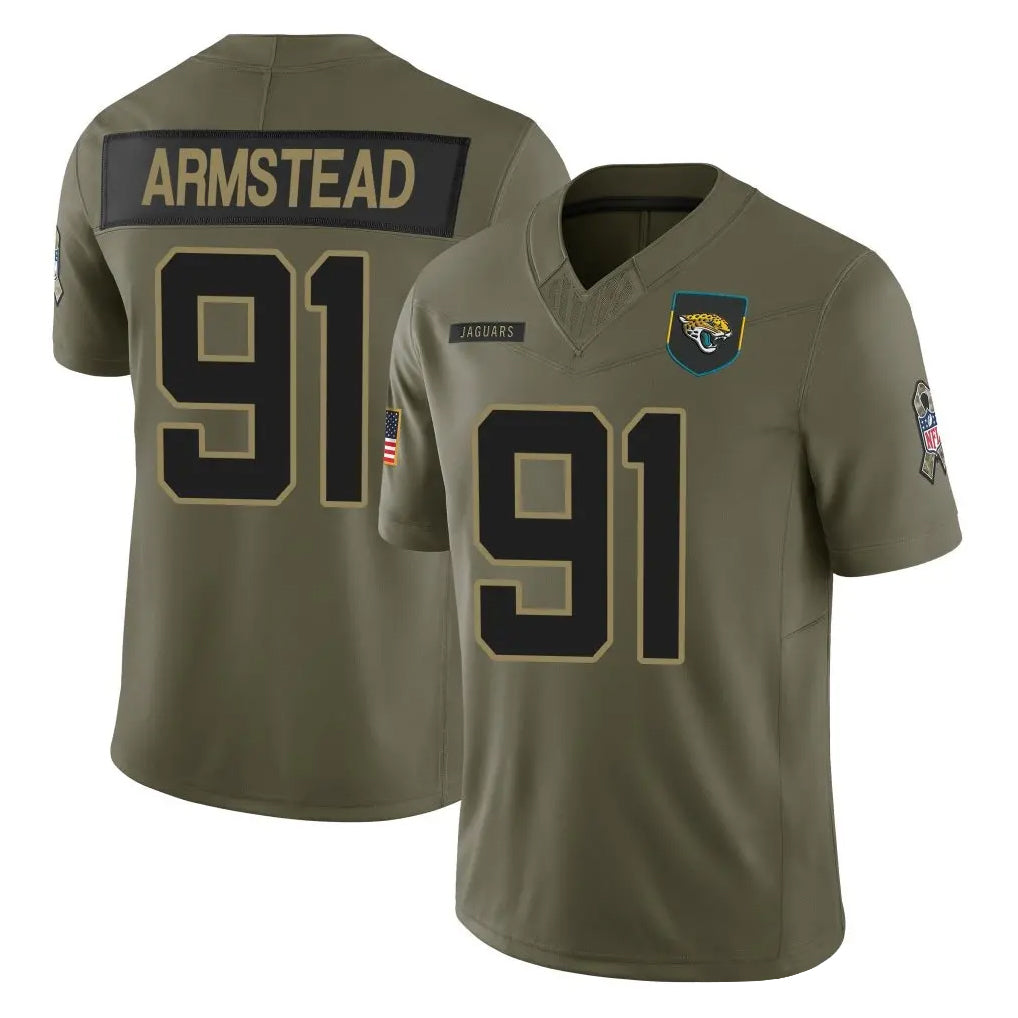 J.Jaguars #91 Arik Armstead Player Olive 2025 Salute To Service Limited Game Mdoa Stitched Jerseys