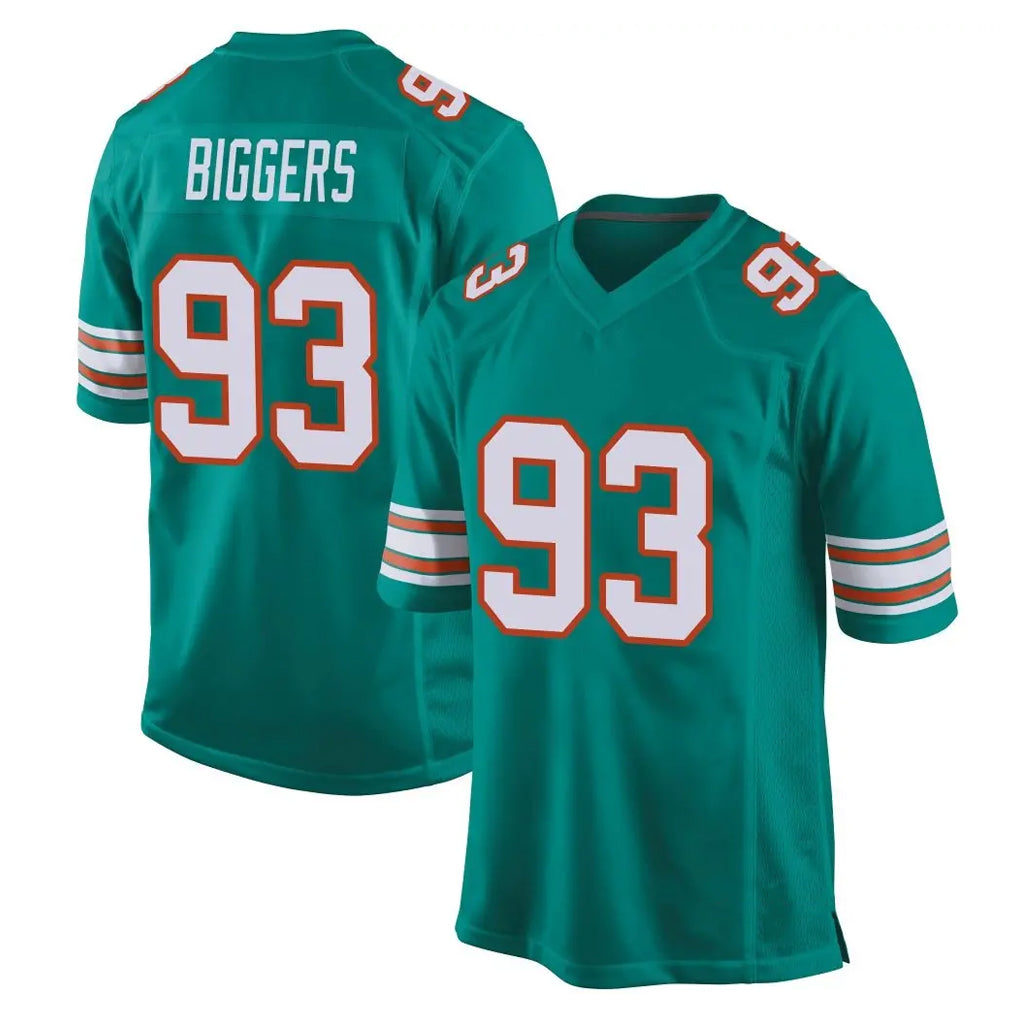M.Dolphins #93 Zeek Biggers Player Aqua Alternate Home Game Mdoa Stitched Jerseys