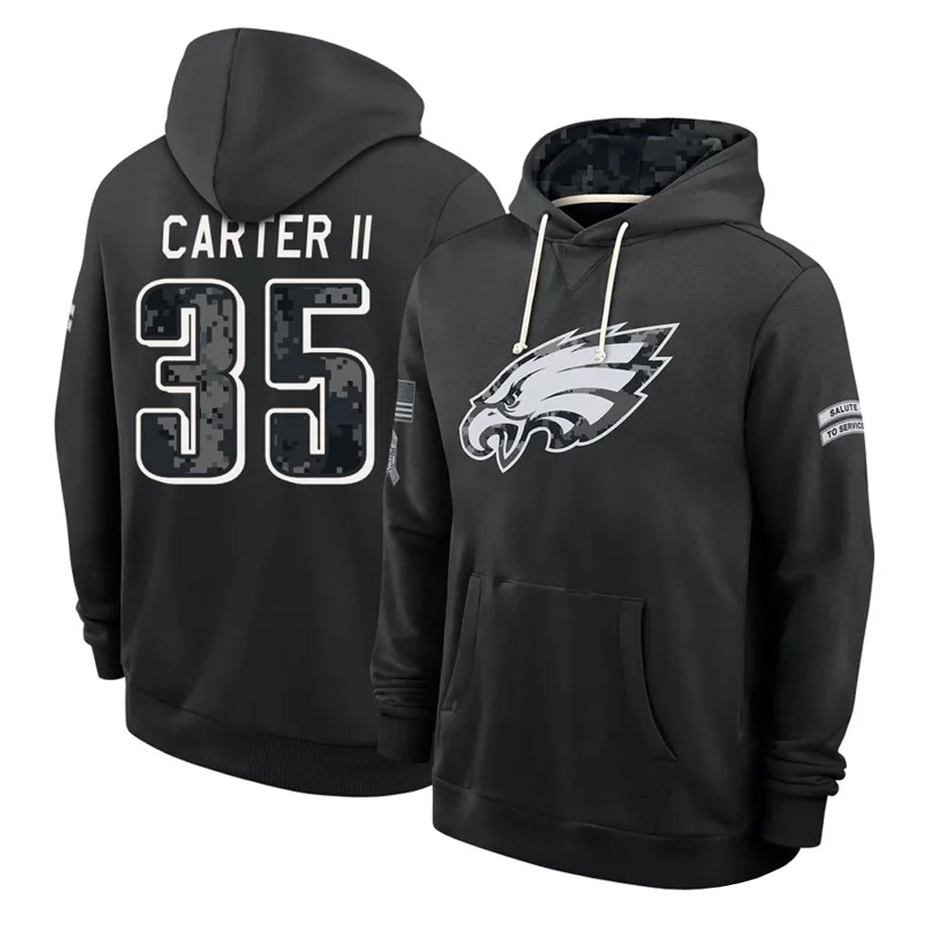 P.Eagles #35 Michael Carter II Player 2026 Black Logo Pullover Hoodies Limited Game Mdoa Stitched Jerseys