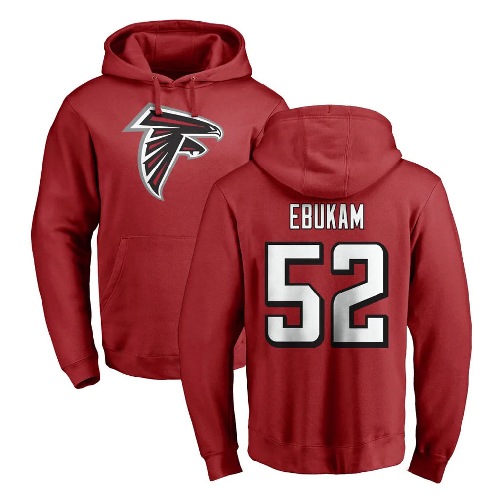 A.Falcons #52 Samson Ebukam Player Red Pullover Hoodies Home Game Mdoa Stitched Jerseys