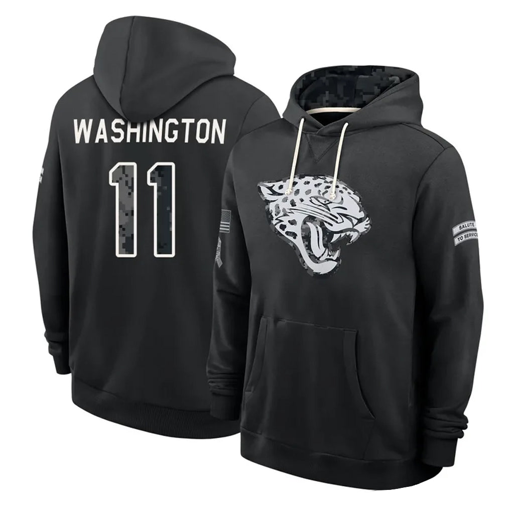 J.Jaguars #11 Parker Washington Player 2026 Black Logo Pullover Hoodies Limited Game Mdoa Stitched Jerseys