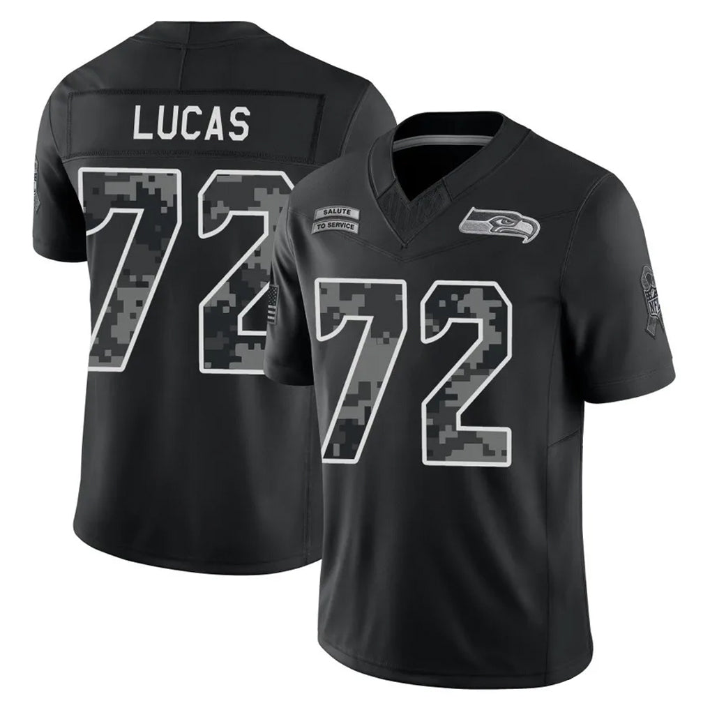 S.Seahawks #72 Abraham Lucas Player Black Limited 2026 Salute to Service Home Game Mdoa Stitched Jerseys