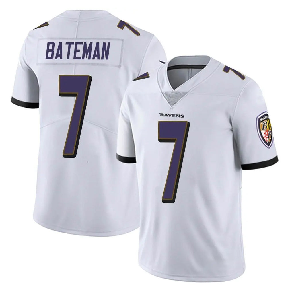 B.Ravens #7 Rashod Bateman Player White Vapor F.U.S.E. Limited Mdoa Stitched Jerseys