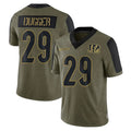 C.Bengals #29 Kyle Dugger Player Olive Salute to Service Game Mdoa Stitched Jerseys