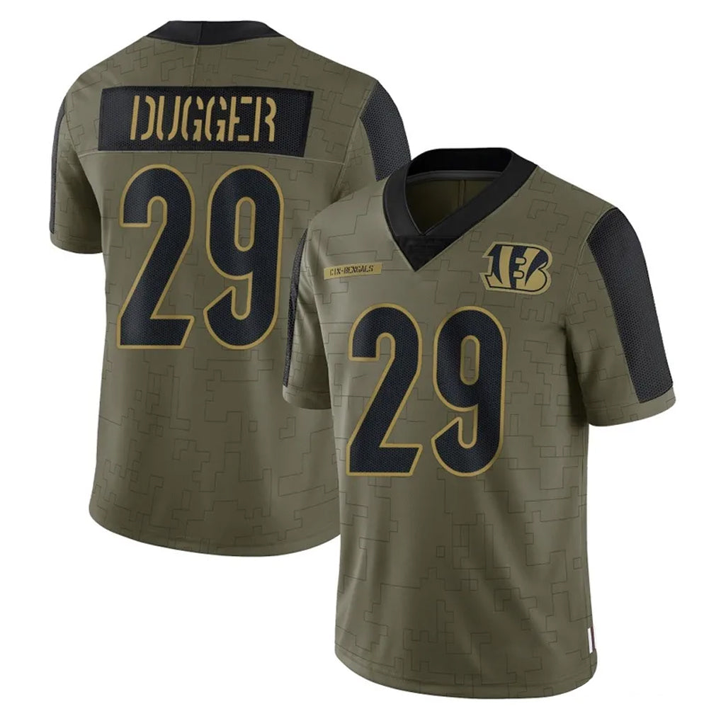 C.Bengals #29 Kyle Dugger Player Olive Salute to Service Game Mdoa Stitched Jerseys
