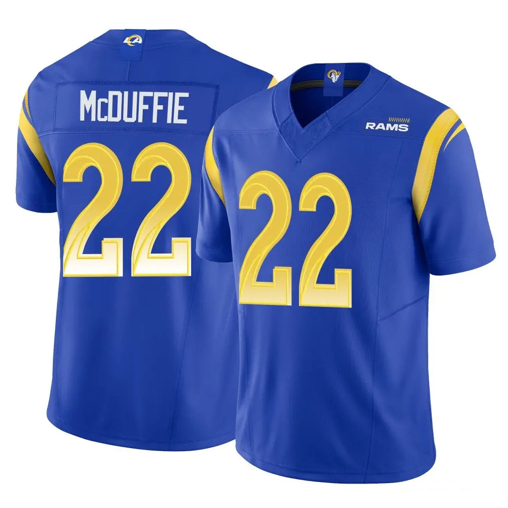 LA.Rams #22 Trent McDuffie Player Royal Limited Vapor F.U.S.E. Home Game Mdoa Stitched Jerseys
