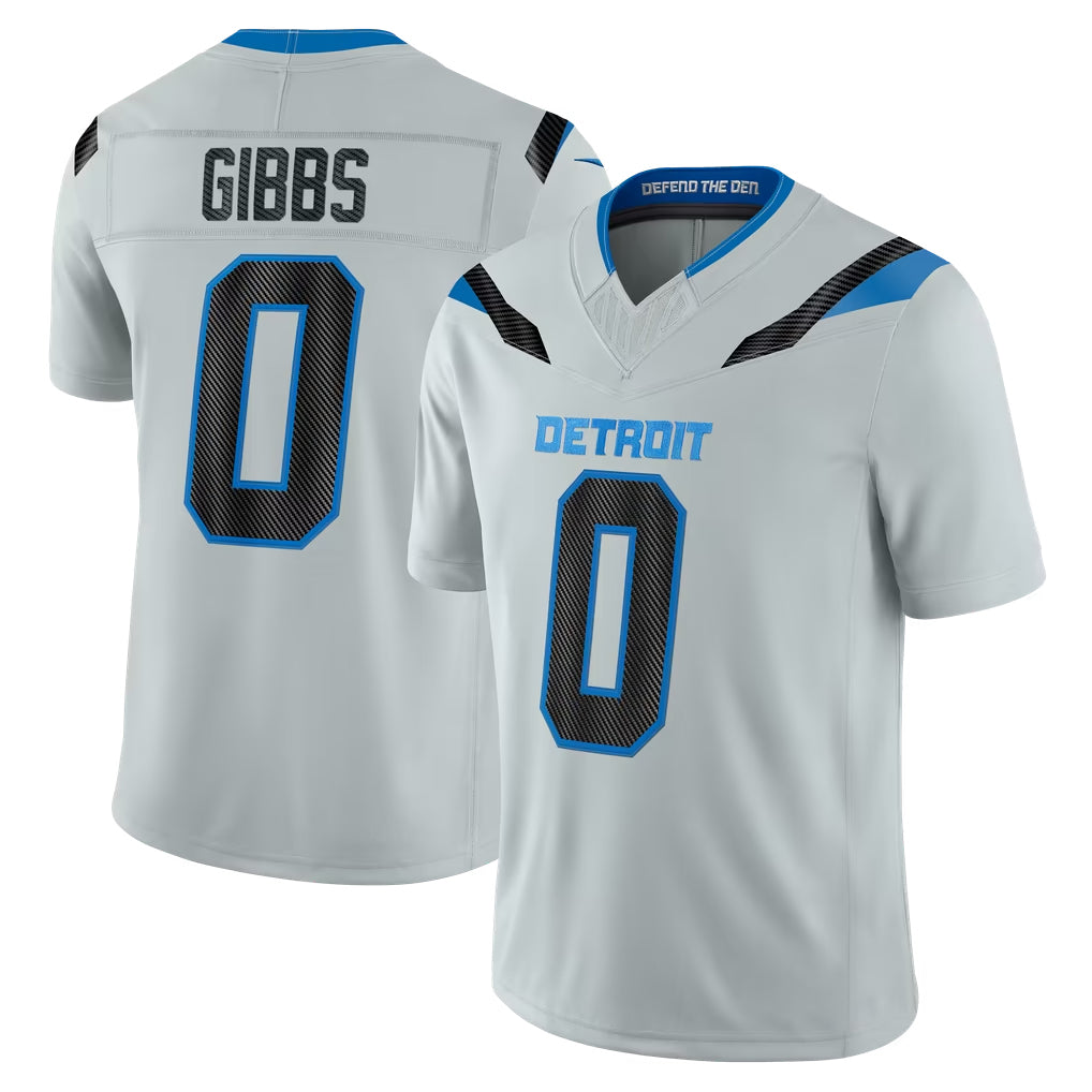 D.Lions #0 Jahmyr Gibbs Player Silver Limited 2026 Rivalries Collection Home Game Mdoa Stitched Jerseys