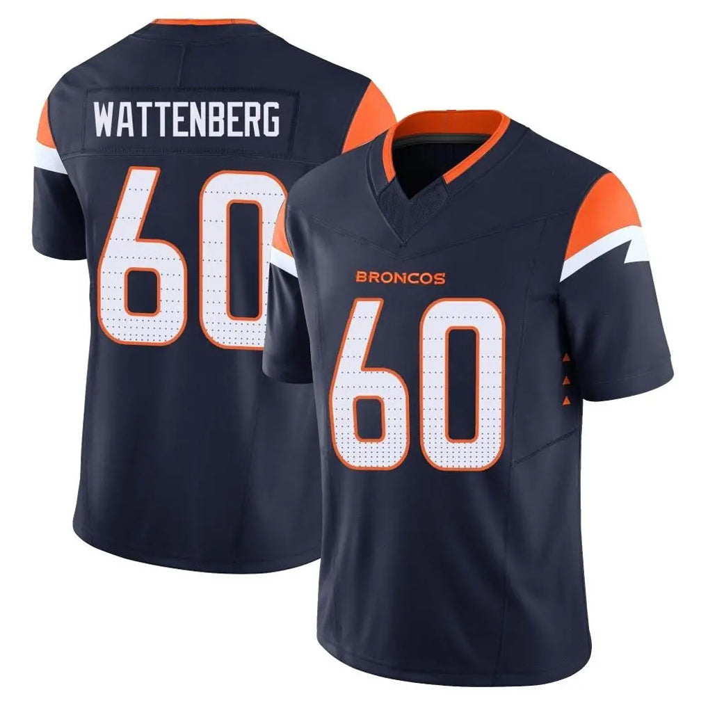 D.Broncos #60 Luke Wattenberg Player Navy Limited Vapor F.U.S.E. Home Game Mdoa Stitched Jerseys