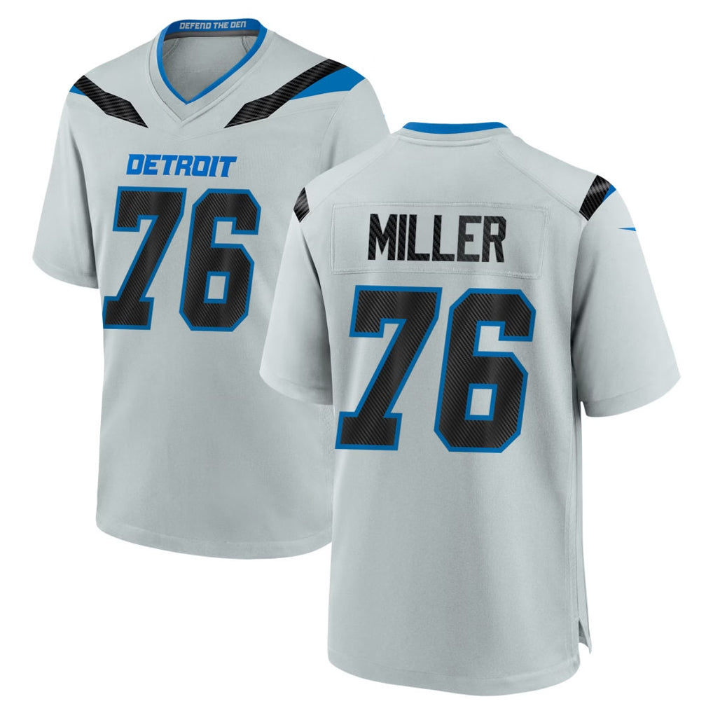 D.Lions #76 Blake Miller Player Silver 2026 Rivalries Collection Home Game Mdoa Stitched Jerseys
